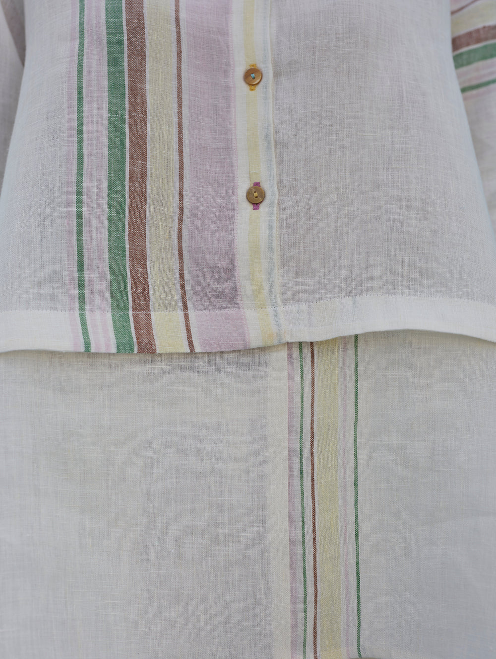 Amaya Border Linen Top - Ivory