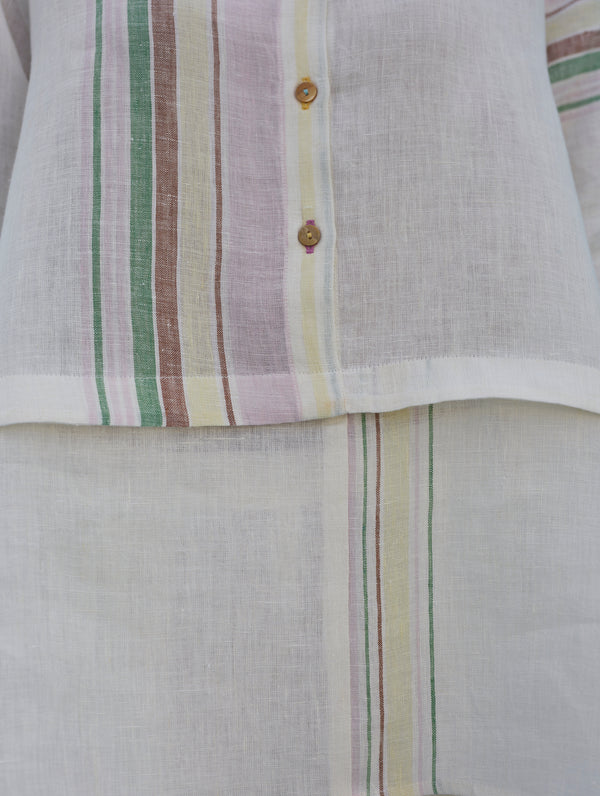 Amaya Border Linen Co-ord Set - Ivory