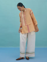 Amaya Border Linen Top - Apricot