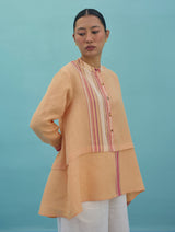 Amaya Border Linen Top - Apricot