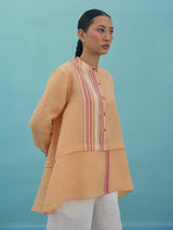Amaya Border Linen Top - Apricot