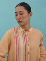 Amaya Border Linen Top - Apricot