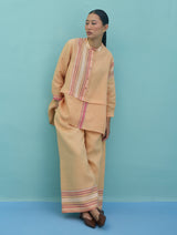 Amaya Border Linen Top - Apricot