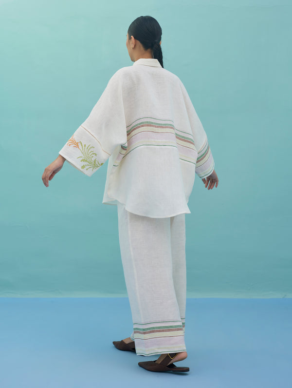 Iva Block Printed Embroidered Co-ord Set - Ivory