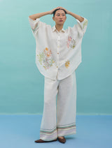 Iva Block Printed Embroidered Co-ord Set - Ivory