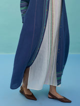Beli Sleeveless Border Linen Dress with Overlay - Ivory
