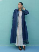 Beli Sleeveless Border Linen Dress with Overlay - Ivory