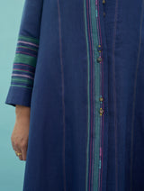 Beli Sleeveless Border Linen Dress with Overlay - Ivory