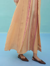 Beli Sleeveless Border Linen Dress with Overlay - Apricot