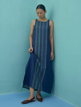 Beli Sleeveless Border Linen Dress - Indigo