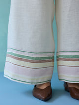 Nami Floral Block-Printed Curved Hem Kurta Set - Ivory