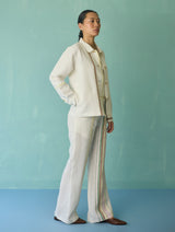 Della Border Linen Jacket - Ivory