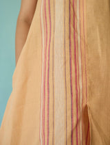 Vanya Border Linen Sleeveless Kurta - Apricot