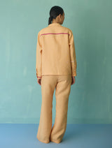 Della Border Linen Jacket - Apricot