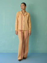 Della Border Linen Jacket - Apricot