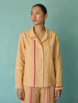 Della Border Linen Jacket - Apricot