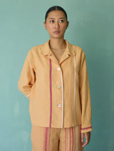 Della Border Linen Jacket - Apricot