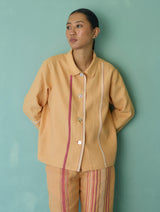 Della Border Linen Jacket - Apricot