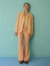 Della Border Linen Jacket - Apricot