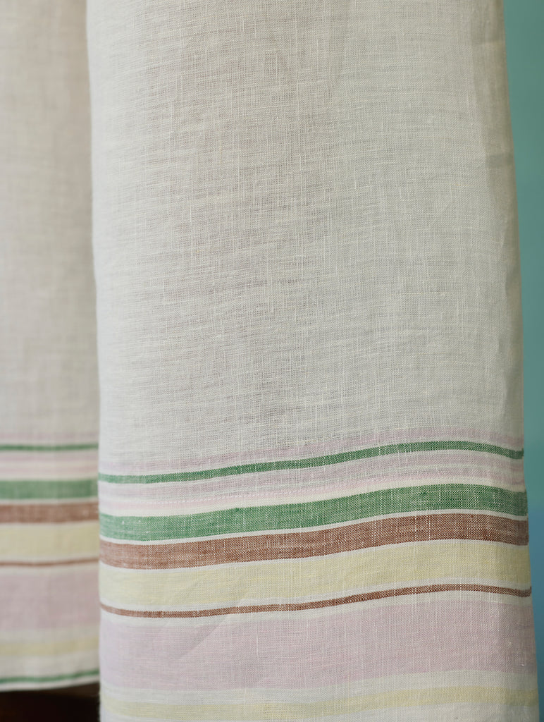 Alina Border Linen Pants - Ivory