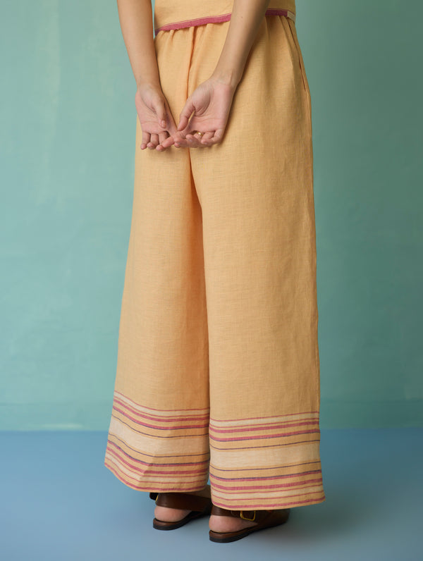 Nami Floral Block-Printed Curved Hem Kurta Set - Apricot