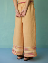 Nami Floral Block-Printed Curved Hem Kurta Set - Apricot