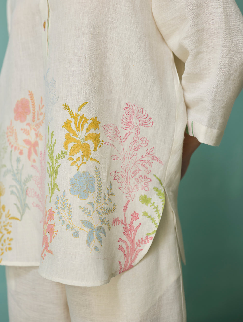 Luma Block-Printed Floral Shirt - Ivory