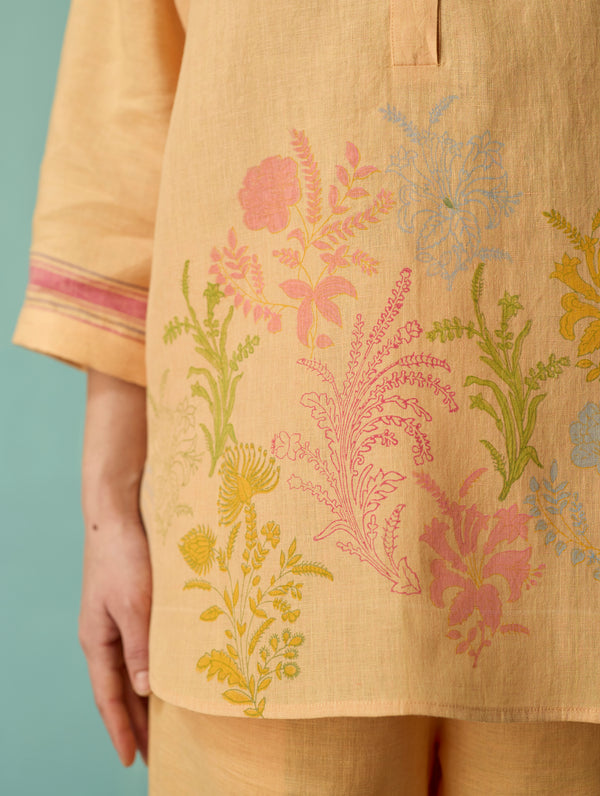 Luma Block-Printed Floral Co-ord Set - Apricot