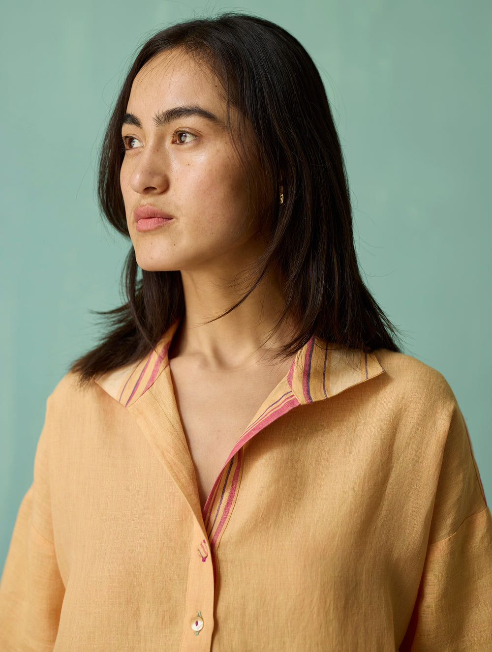 Luma Block-Printed Floral Shirt - Apricot