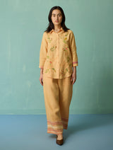 Kima Hand-Embroidered Floral Co-ord Set - Apricot