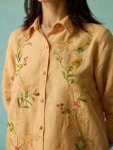 Kima Hand-Embroidered Floral Co-ord Set - Apricot
