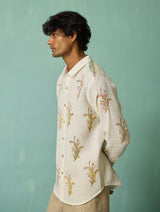 Arden Block-Printed Floral Shirt - Ivory
