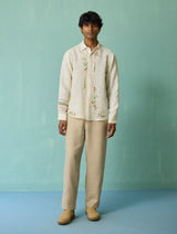Sid Hand-Embroidered Floral Shirt - Ivory