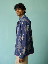 Bardor Floral Block-Printed Jacket - Indigo
