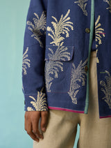 Bardor Floral Block-Printed Jacket - Indigo