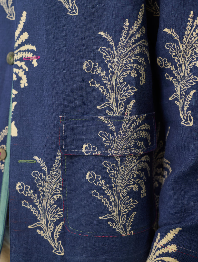 Bardor Floral Block-Printed Jacket - Indigo