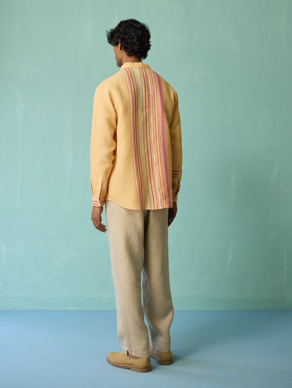 Sid Hand-Embroidered Floral Shirt - Apricot