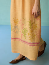 Ora Block-Printed Floral Linen Dress - Apricot