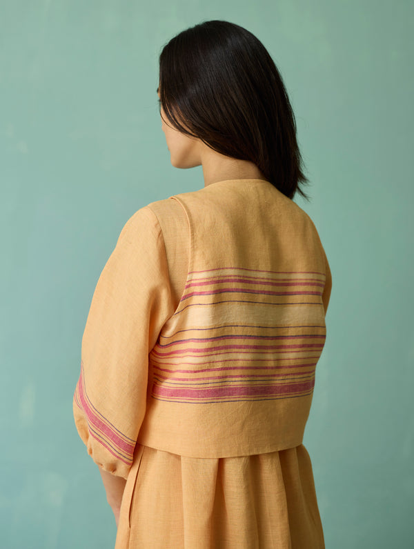 Ora Block-Printed Floral Linen Co-ord Set - Apricot