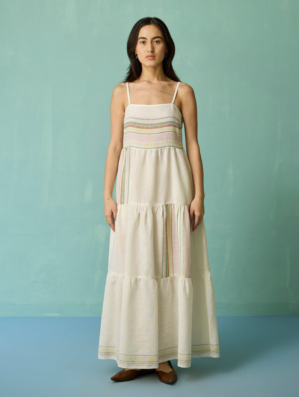 Pera Border Linen Co-ord Set - Ivory