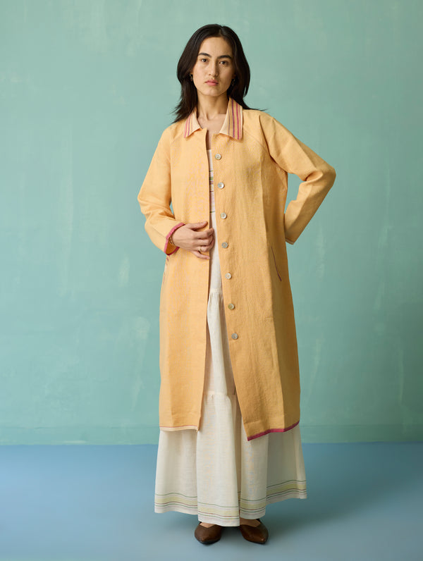 Pera Border Linen Co-ord Set - Ivory