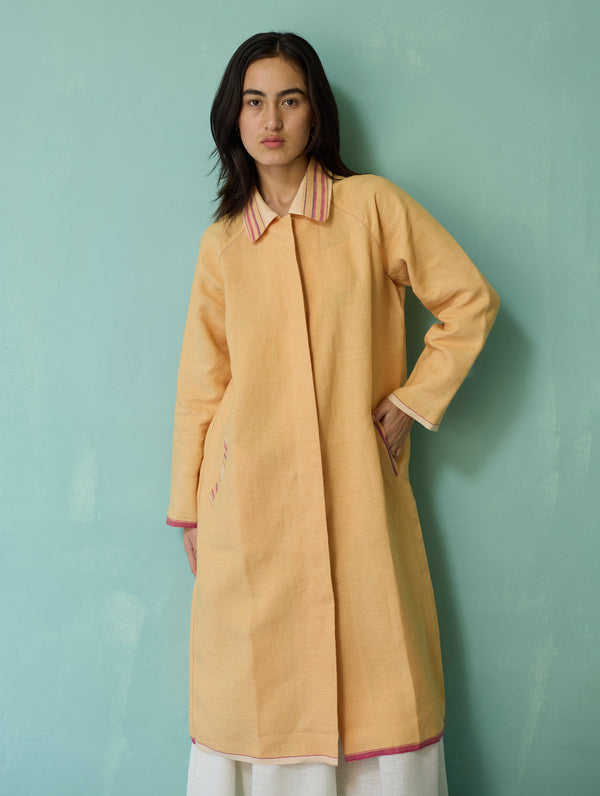 Kara Long Linen Overlay - Apricot