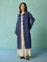Kara Long Linen Overlay - Indigo
