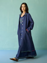 Kara Long Linen Overlay - Indigo