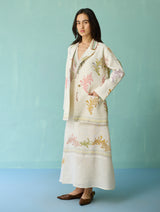 Arya Block Printed Floral Blazer - Ivory