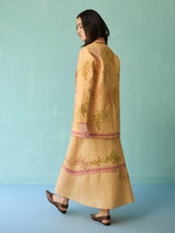 Arya Block Printed Floral Blazer - Apricot