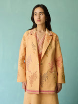 Arya Block Printed Floral Blazer - Apricot