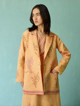 Arya Block Printed Floral Blazer - Apricot