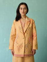 Arya Block Printed Floral Blazer - Apricot