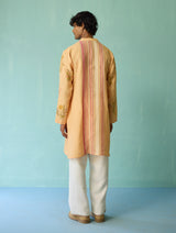 Farhan Block-Printed Floral Kurta Set - Apricot